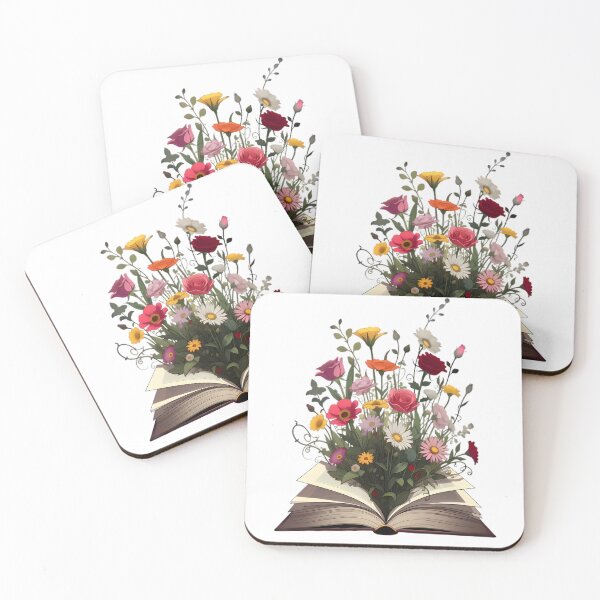 Item preview, Colorful wildflowers growing out of an open book designed and sold by Linework Studio.