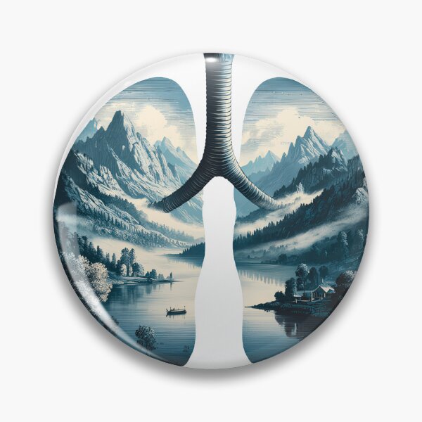 Item preview, Vintage Lung Double Exposure Mountain Landscape Anatomy Art Print in Indigo Blue designed and sold by SlocifieShop.