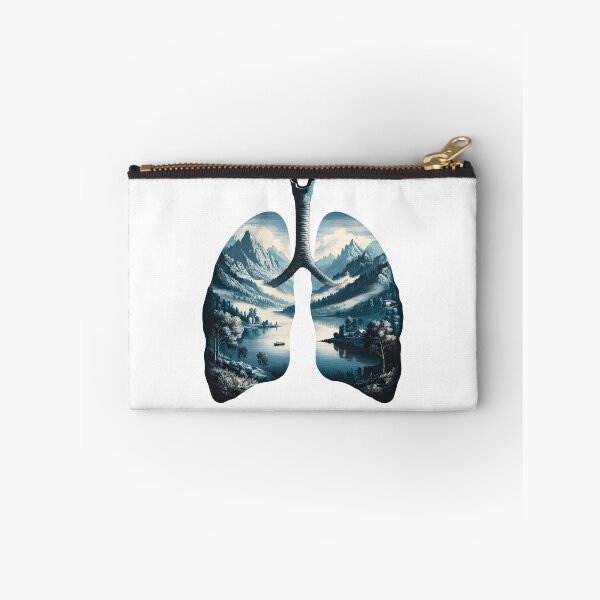 Item preview, Vintage Lung Double Exposure Mountain Landscape Anatomy Art Print in Indigo Blue designed and sold by SlocifieShop.