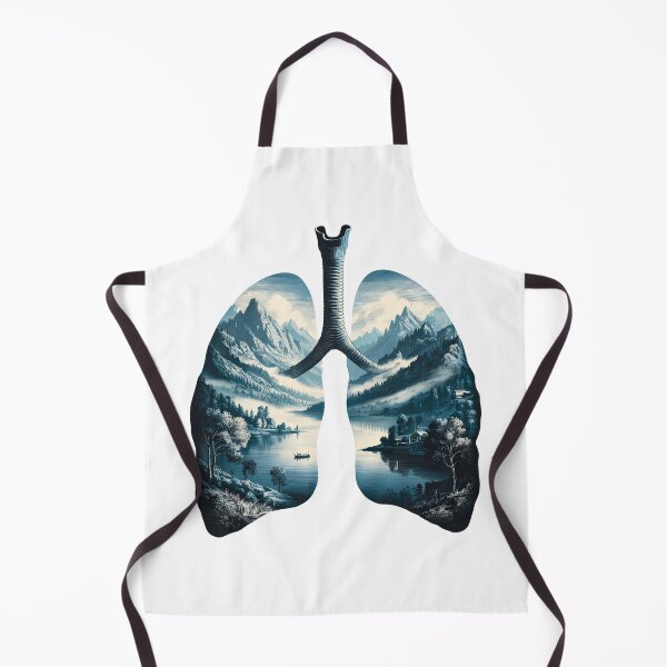 Item preview, Vintage Lung Double Exposure Mountain Landscape Anatomy Art Print in Indigo Blue designed and sold by SlocifieShop.