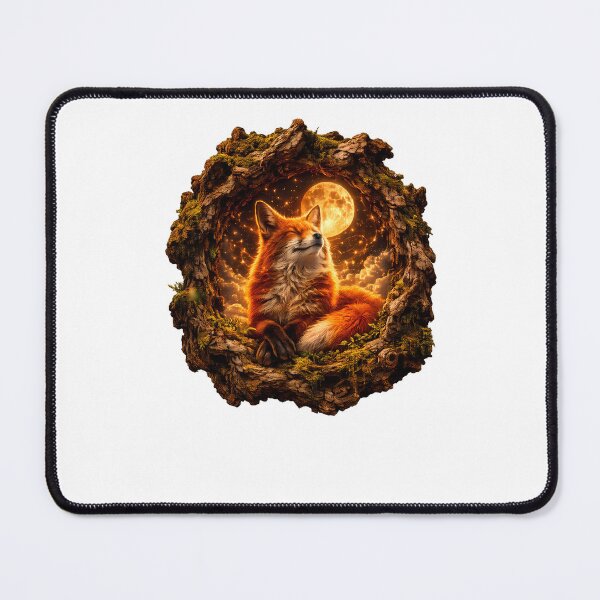 Item preview,  Majestic fox Portrait in Rustic Bark Frame – Forest Wildlife Art designed and sold by GGAUL.