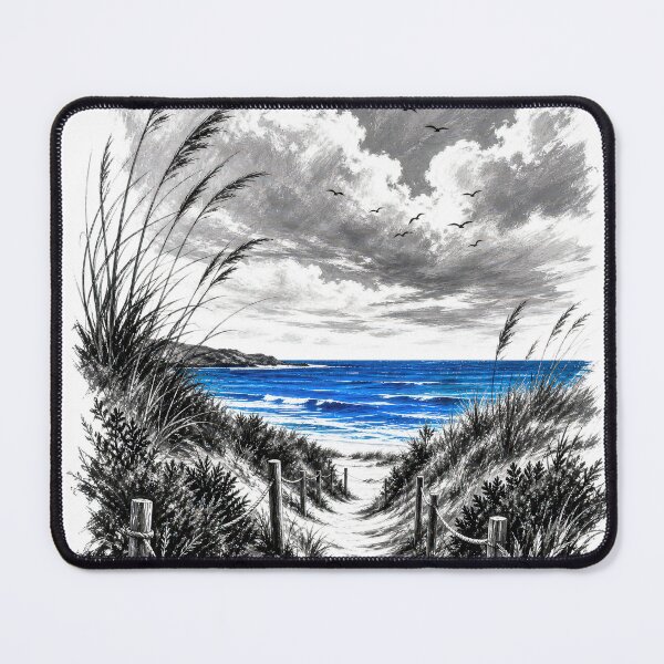 Item preview, Path to the Deep Blue: Artistic Coastal Sketch designed and sold by Saint Arts Studio.