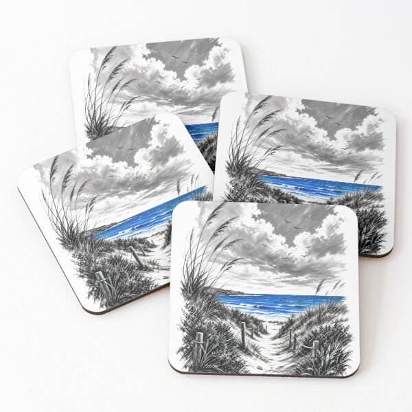 Item preview, Path to the Deep Blue: Artistic Coastal Sketch designed and sold by Saint Arts Studio.