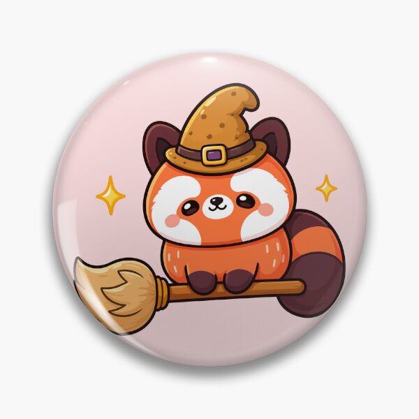 Item preview, Cute Red Panda Witch on Broomstick - Kawaii Halloween designed and sold by RedpandasMerch.