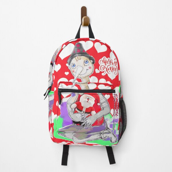 Item preview, Merry Christmas Playing Wood PINOCCHIO Doll with Santa & Hearts (Original Drawing by ACCI) designed and sold by VanyssaGraphics.