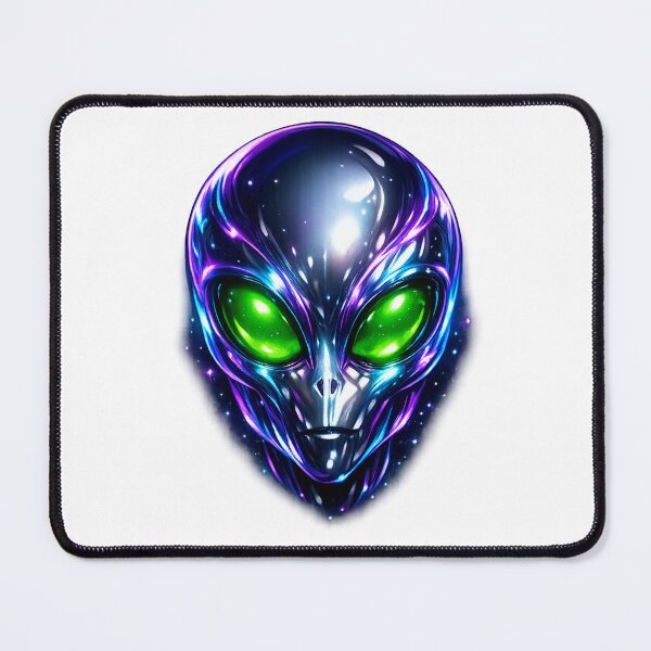 Item preview, Neon Alien Head with Glowing Eyes – Mystical Space Art designed and sold by Venkat-artz.