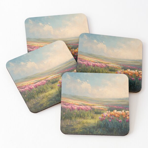 Item preview, Sunlit Tulip Meadow | Impressionist Floral Landscape Painting designed and sold by Bound for Wonder.