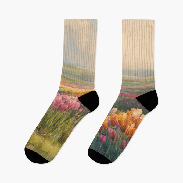 Item preview, Sunlit Tulip Meadow | Impressionist Floral Landscape Painting designed and sold by Bound for Wonder.