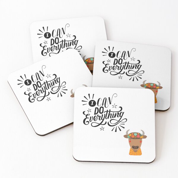 Item preview, Good vibe positive quote I can do everything Cute Floral Highland Cow Illustration – I Love Cows Kawaii Boho Farm Animal Design designed and sold by JessLamunn89.