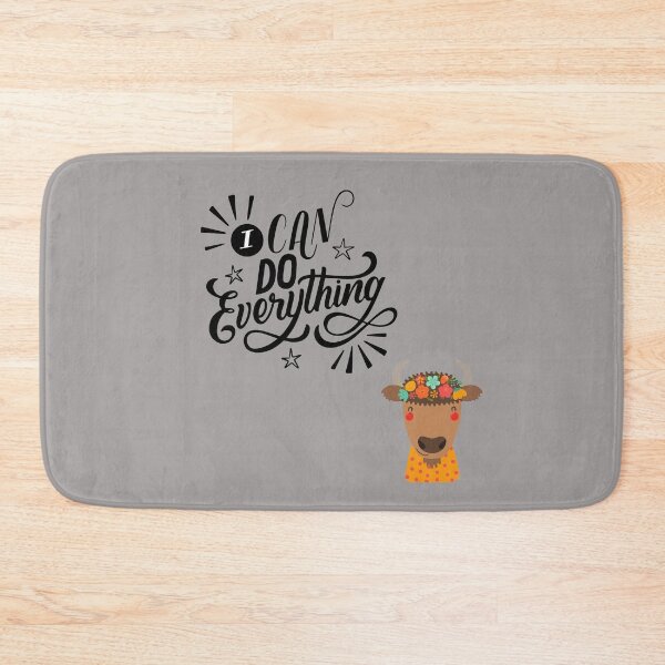 Item preview, Good vibe positive quote I can do everything Cute Floral Highland Cow Illustration – I Love Cows Kawaii Boho Farm Animal Design designed and sold by JessLamunn89.
