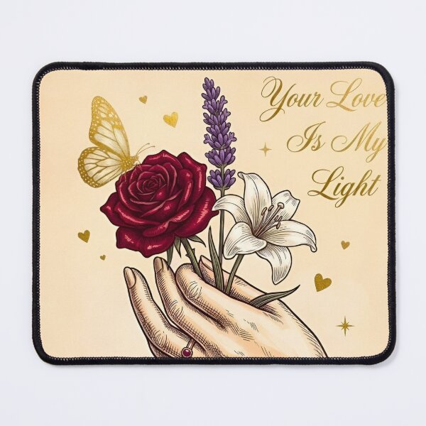 Item preview, Your Love Is My Light Vintage Hand Holding Bouquet Butterfly Engraving designed and sold by Good Vibes .