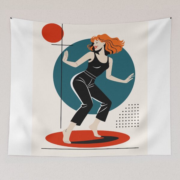 Item preview, Retro Dancing Woman Line Art designed and sold by Studio pod Burom.