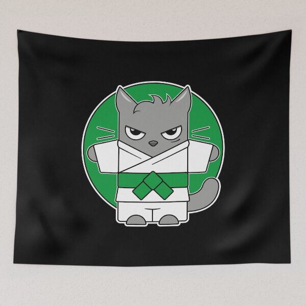 Item preview, Green Belt Judo Cat designed and sold by eve streets.