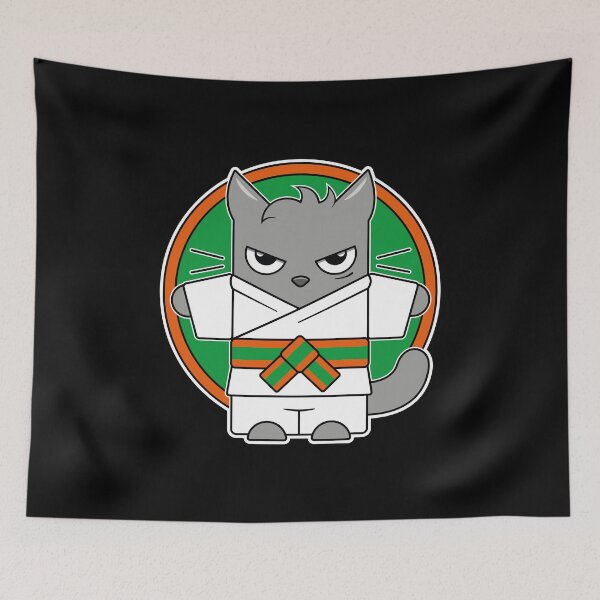 Item preview, Orange Green Belt Judo Cat designed and sold by eve streets.