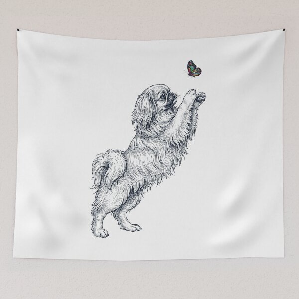 Artikelvorschau, Vintage-Pekinese mit Schmetterling, Hundemama-Besitzerin entworfen und verkauft von TerryConnells.