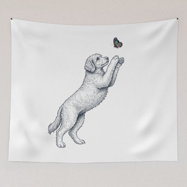 Item preview, Vintage Portuguese Water Dog with Butterfly Dog Mom Owner designed and sold by TerryConnells.