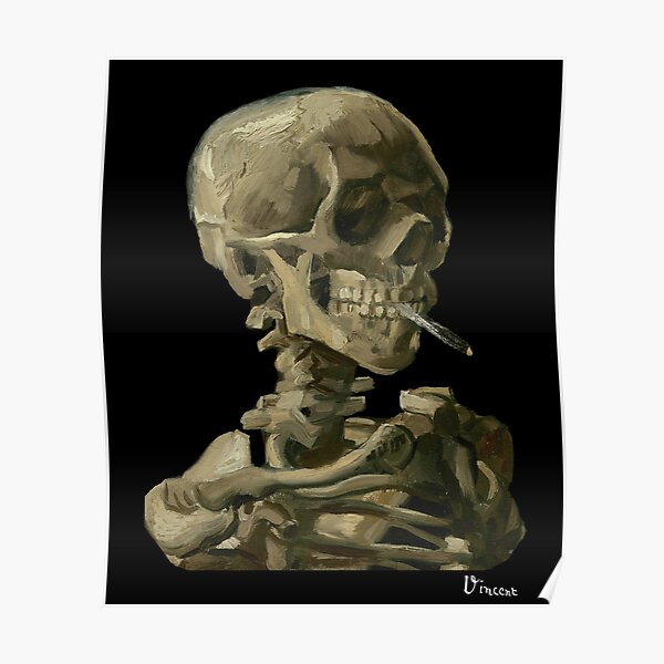Van Gogh, Head of Skeleton Artwork Skull Reproduction, Posters, Tshirts, Prints, Bags, Men, Women, Kids Poster