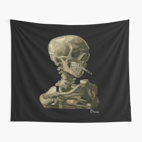 Van Gogh, Head of Skeleton Artwork Skull Reproduction, Posters, Tshirts, Prints, Bags, Men, Women, Kids Tapestry