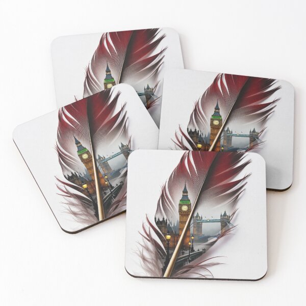 Item preview, London Feather Art | Big Ben & Tower Bridge Travel Illustration designed and sold by GalleryPeak.