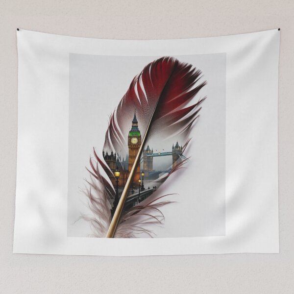 Item preview, London Feather Art | Big Ben & Tower Bridge Travel Illustration designed and sold by GalleryPeak.