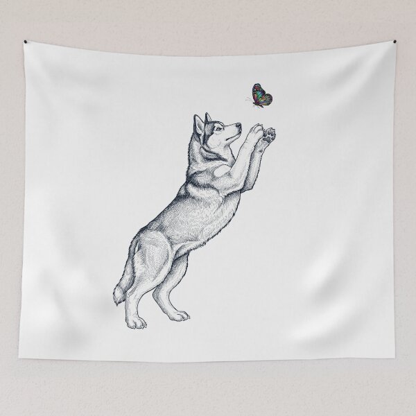 Item preview, Vintage Siberian Husky with Butterfly Dog Mom Owner designed and sold by TerryConnells.