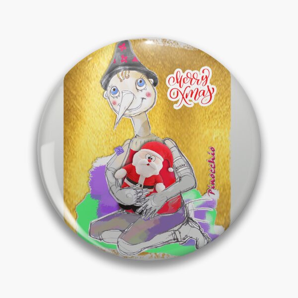 Item preview, Merry Christmas Playing Wood PINOCCHIO Doll with Santa Toy (Original Drawing by ACCI) designed and sold by VanyssaGraphics.
