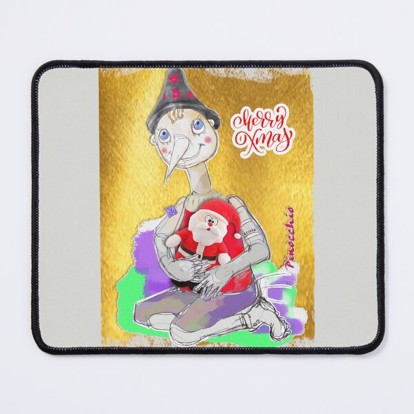 Item preview, Merry Christmas Playing Wood PINOCCHIO Doll with Santa Toy (Original Drawing by ACCI) designed and sold by VanyssaGraphics.