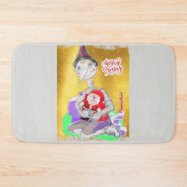 Item preview, Merry Christmas Playing Wood PINOCCHIO Doll with Santa Toy (Original Drawing by ACCI) designed and sold by VanyssaGraphics.