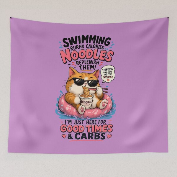 Item preview, Funny Cat Noodles Lover Good Times and Carbs designed and sold by mr.bardook.