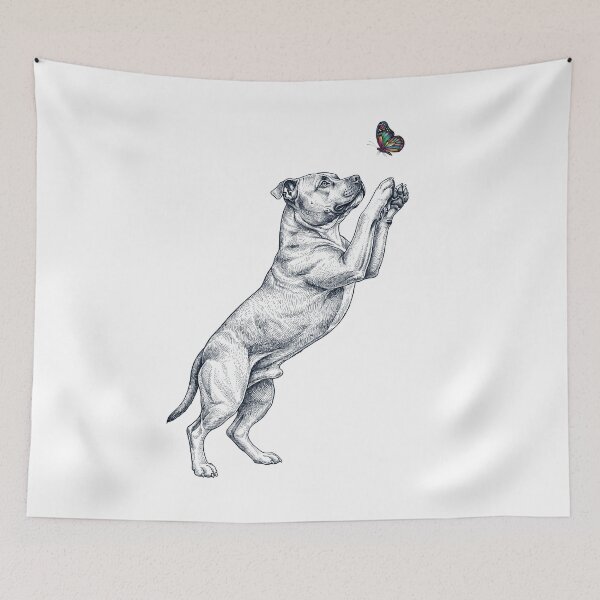 Item preview, Vintage Staffordshire Bull Terrier with Butterfly Dog Mom Owner designed and sold by TerryConnells.