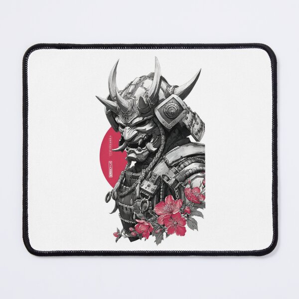Item preview, Cyber Oni Samurai Mask with Sakura Flowers | Japanese Yokai Warrior Art | Dark Fantasy Mecha Demon Illustration designed and sold by Dyan4.