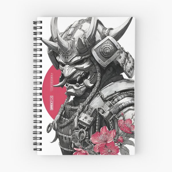 Item preview, Cyber Oni Samurai Mask with Sakura Flowers | Japanese Yokai Warrior Art | Dark Fantasy Mecha Demon Illustration designed and sold by Dyan4.