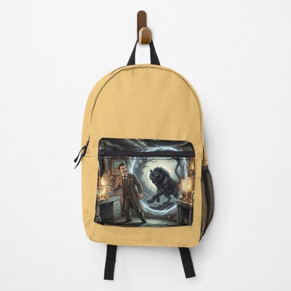 Item preview, A retrofuturistic Tesla lab opens a portal for a shadow panther. designed and sold by FotoworldEdel.