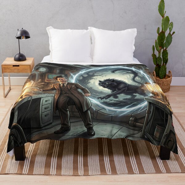 Item preview, A retrofuturistic Tesla lab opens a portal for a shadow panther. designed and sold by FotoworldEdel.