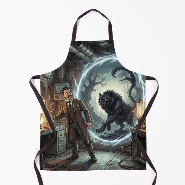 Item preview, A retrofuturistic Tesla lab opens a portal for a shadow panther. designed and sold by FotoworldEdel.
