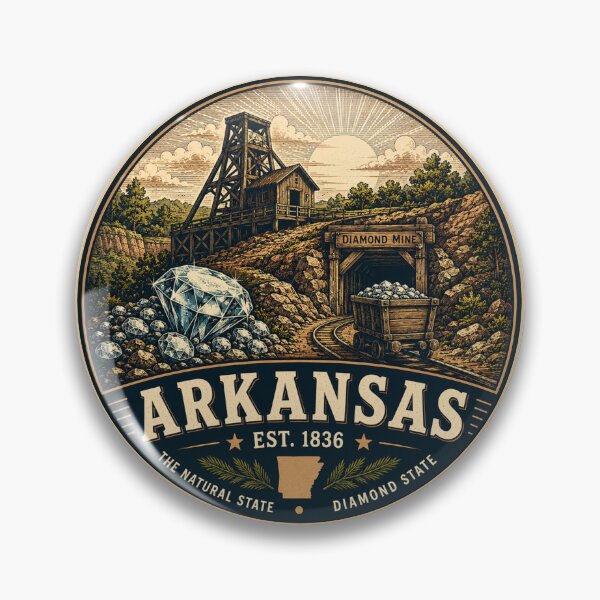 Item preview, Arkansas Retro State Badge – Vintage Travel Graphic designed and sold by Mac Sketches.