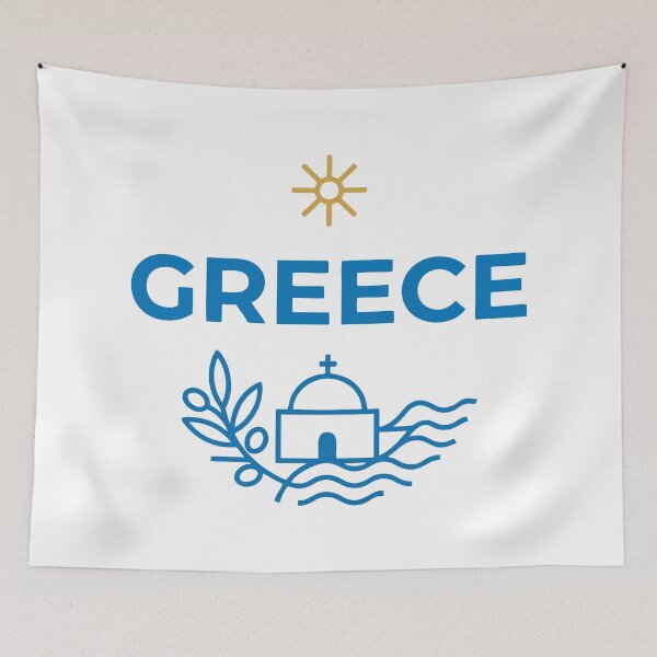 Item preview, Minimalist Greece Wanderlust Souvenir - Aegean Blue and Gold designed and sold by angelisart.