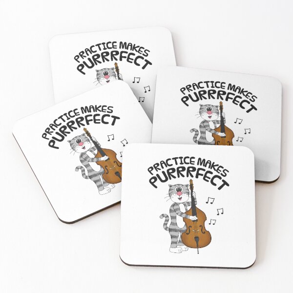 Item preview, Cat Playing Double Bass, Practice Makes Purrrfect, Bassist designed and sold by doodlerob.