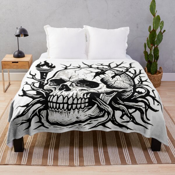 Item preview, Human skull with dry branches and burning torch designed and sold by By:MarcinK.