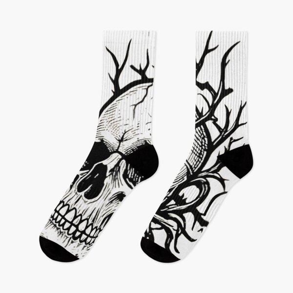 Item preview, Human skull with dry branches and burning torch designed and sold by By:MarcinK.