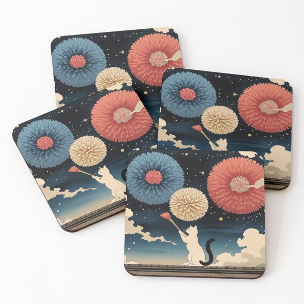 Item preview, Cat Painting Flower Fireworks in the Sky designed and sold by LEO'S CREATURE　れおずくりーちゃー.