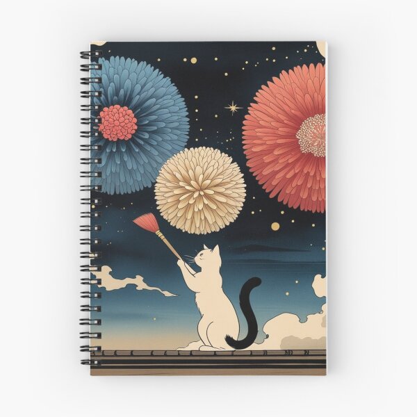 Item preview, Cat Painting Flower Fireworks in the Sky designed and sold by LEO'S CREATURE　れおずくりーちゃー.