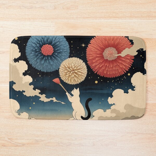 Item preview, Cat Painting Flower Fireworks in the Sky designed and sold by LEO'S CREATURE　れおずくりーちゃー.