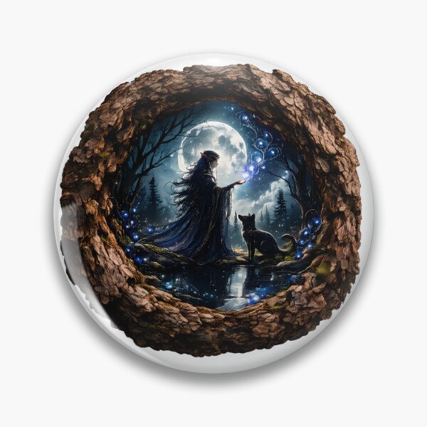 Item preview, Mystical Elf and Wolf in Woodland Frame – Fantasy Forest Art designed and sold by GGAUL.