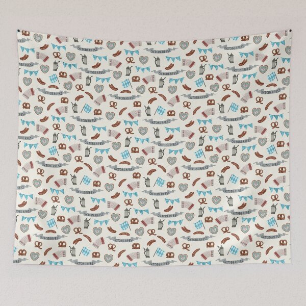 Item preview, Watercolor Bavarian Flag and Pretzels Cream Oktoberfest Pattern designed and sold by svitlaarty.