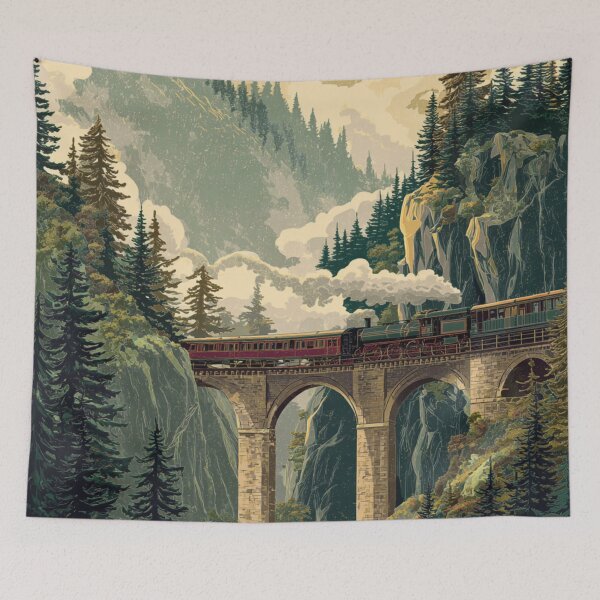 Item preview, Vintage steam train railway  designed and sold by gaylelyons.
