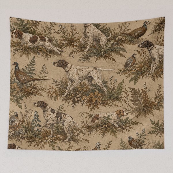 Item preview, Vintage Hunting Dogs & Game Birds Pattern designed and sold by TammyHunterArt.