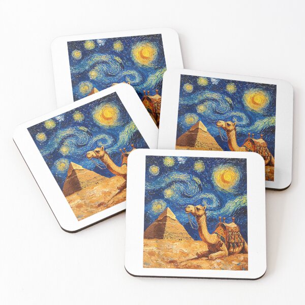 Item preview, Camel Pyramid Egyptian Egypt Van Gogh Style Starry Night T-Shirt designed and sold by JJLetterDesigns.