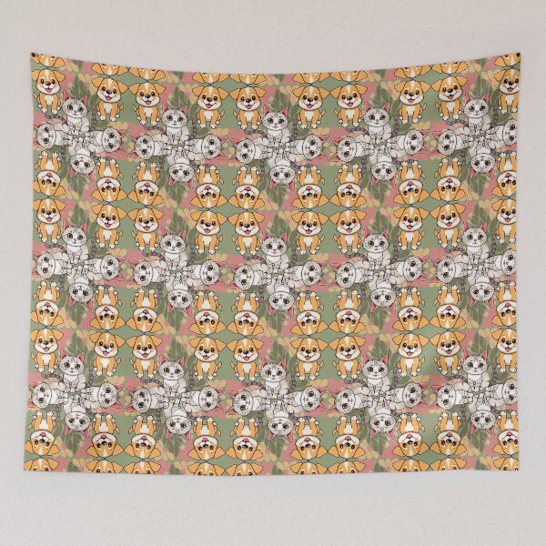 Item preview, Cats, Dogs, and Flowers Kaleidoscope Design designed and sold by Nene Bird Designs.