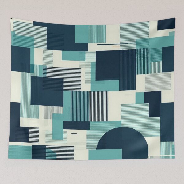 Item preview, Teal Geometric Block Collage designed and sold by RandomWalker.